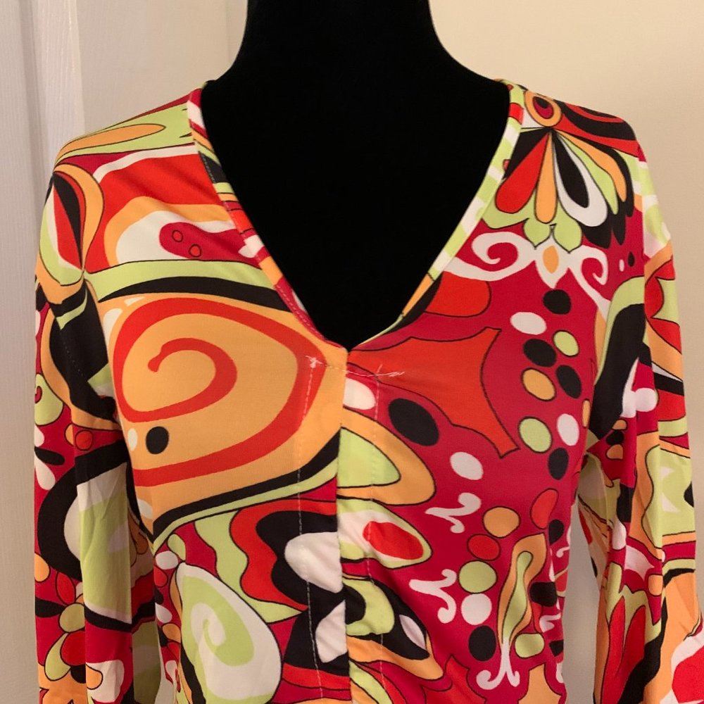 Boho Print Drawstring Crop Top - Picture 7 of 8